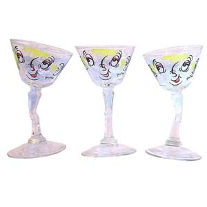 VTG 50s Beau Brummel Tipsy‎ Stem Martini Glasses | Set of 3 MCM Barware Unique